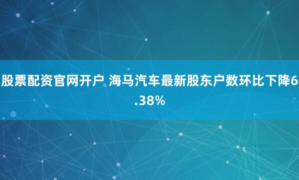 股票配资官网开户 海马汽车最新股东户数环比下降6.38%